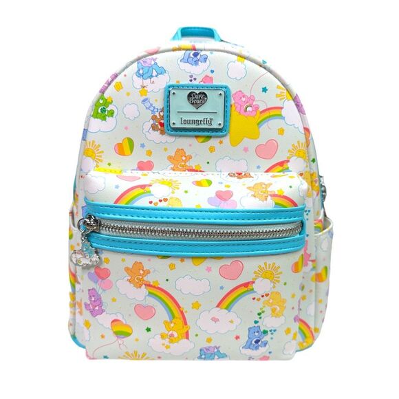 Loungefly x Care Bears 40th Anniversary Rainbow Mini Backpack 9” x 10.5” x 4.5” - Picture 1 of 9